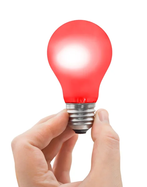 Hand with red bulb — Stock Photo, Image