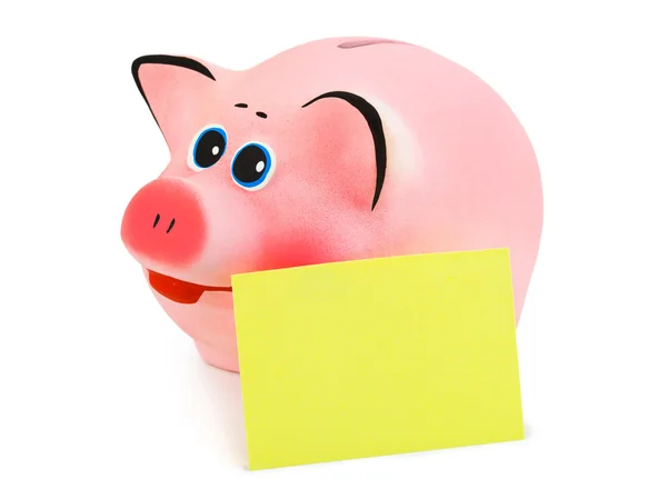 Piggy bank en Opmerking papier — Stockfoto