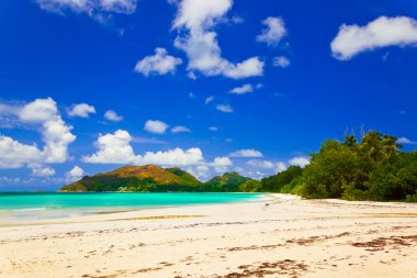 ada praslin, Seyşel Adaları, tropik sahil cote d'or
