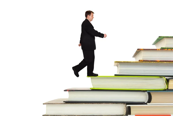 Man and book stairs — Stock Photo, Image