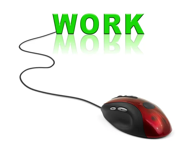 Ποντίκι και η λέξη εργασία του υπολογιστή — Φωτογραφία Αρχείου