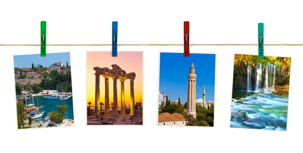 Antalya Turecko cestování fotografie na clothespins — Stock fotografie