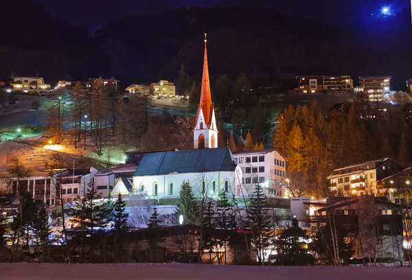 Mountains ski resort Solden Austria at sunset — Stock Photo, Image