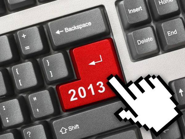 Teclado de computador com chave 2013 — Fotografia de Stock