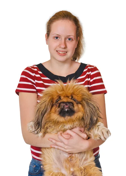 Girl and dog — Stock Photo, Image