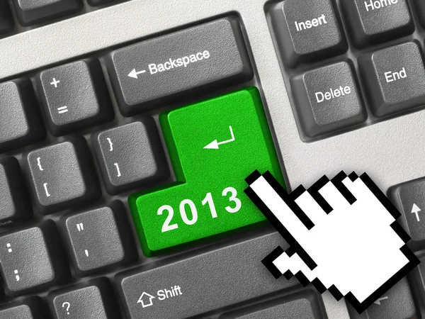 Teclado de computador com chave 2013 — Fotografia de Stock