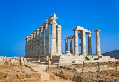 Atina, Yunanistan yakınındaki cape sounion tapınağında Poseidon