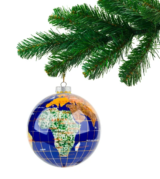 Globe en kerstboom — Stockfoto