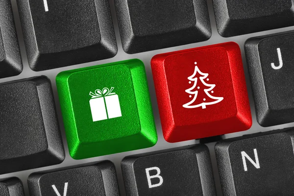 Teclado de computador com chaves de Natal — Fotografia de Stock