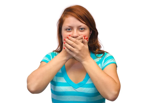 Woman closed mouth — Stock Photo, Image