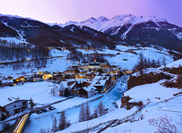 Mountains ski resort Solden Austria - sunset