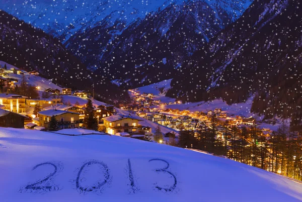 2013 op sneeuw in de bergen - Sölden Oostenrijk — Stockfoto