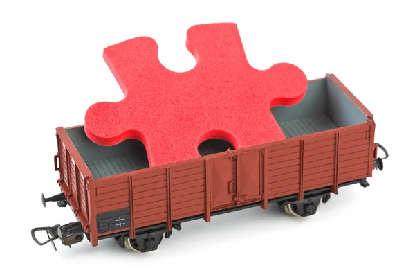 Tren de juguete con rompecabezas — Foto de Stock