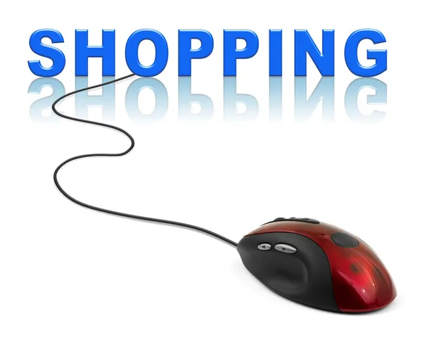 Computer mouse e parola Shopping — Foto Stock