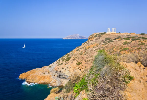 Templo de Poseidón en Cabo Sounion cerca de Atenas, Grecia — Foto de Stock