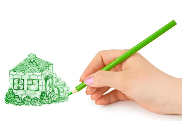 Hand tekening huis — Stockfoto