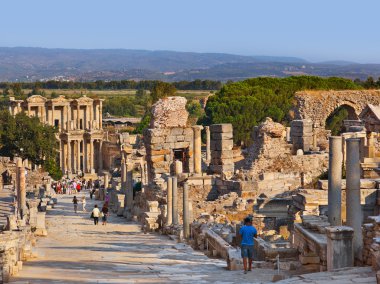 Ancient ruins in Ephesus Turkey clipart