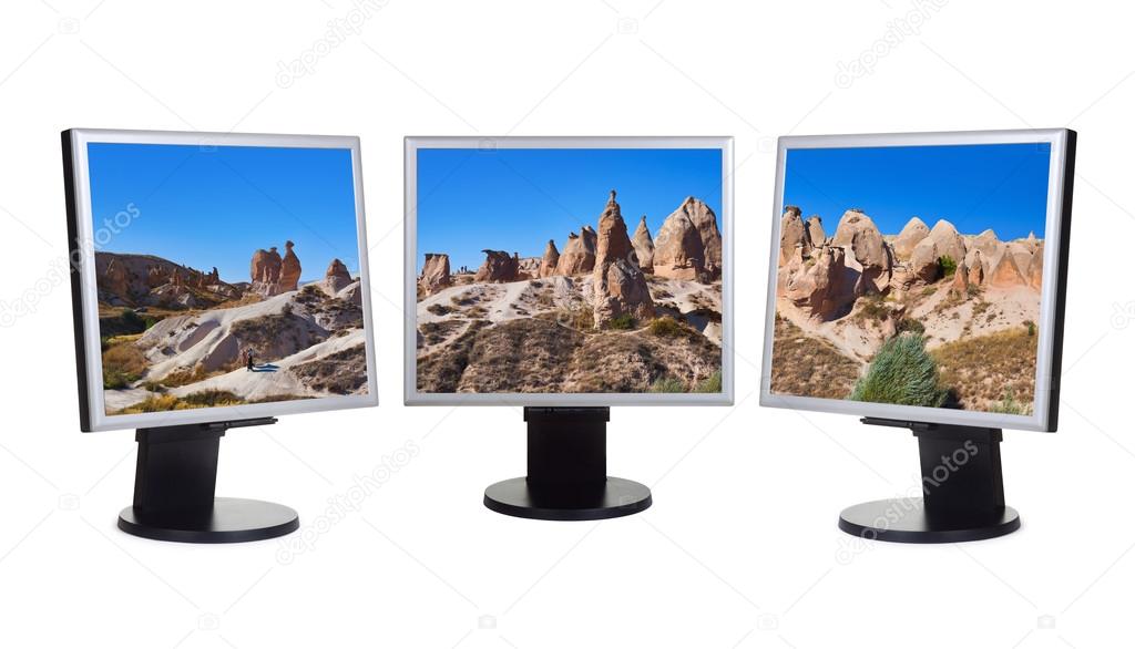 Cappadocia Turkey panorama in computer screens