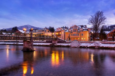 Spa resort bad Ischl Avusturya gün batımında