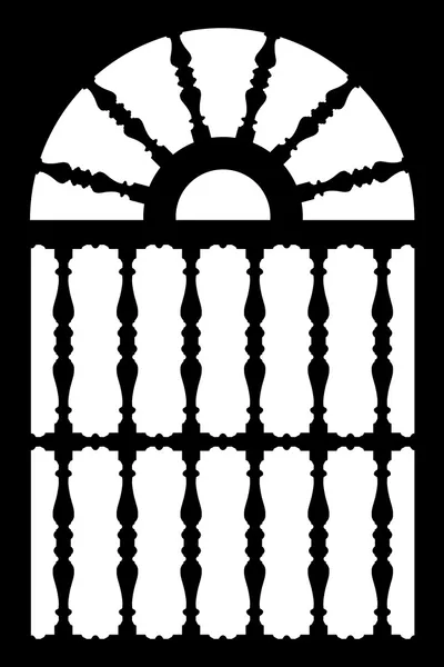 Černý kované dveře s dekorativní mříž — Stock fotografie