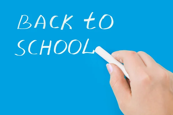 Hand with chalk writing Back to school — Stock Photo, Image