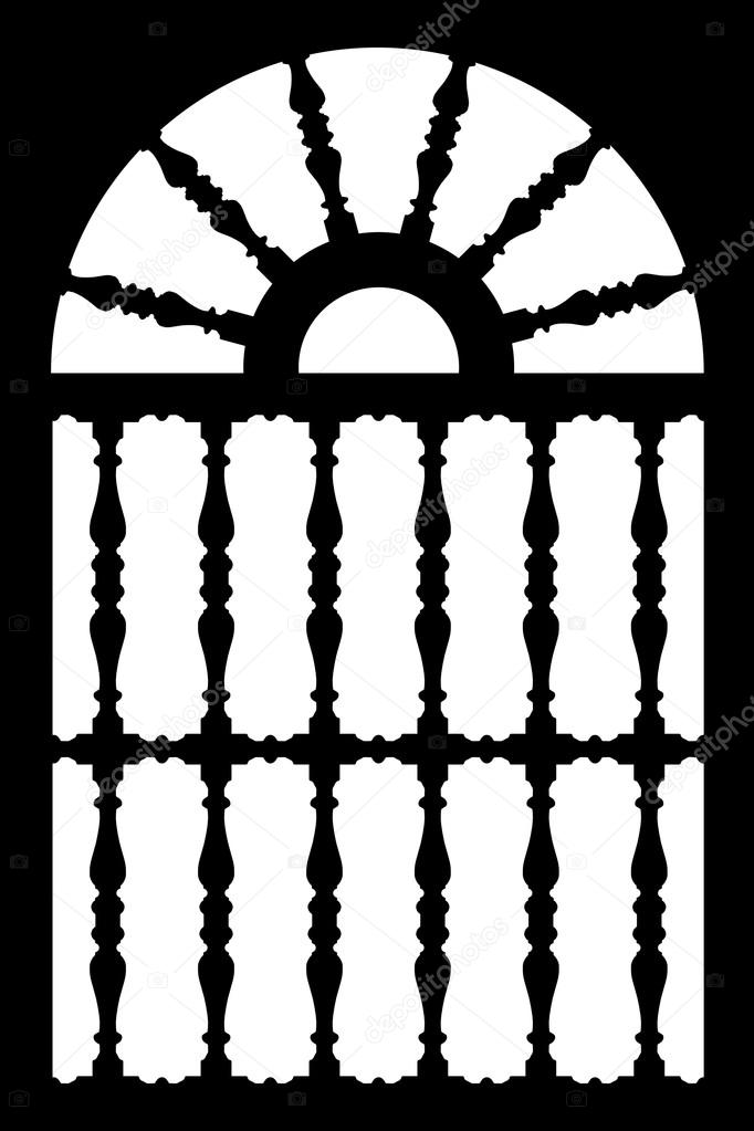 Black forged door with decorative lattice