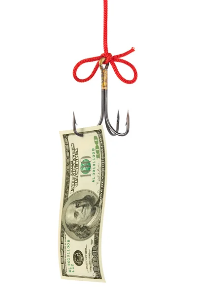 Fishing hook and money — Stock Photo, Image