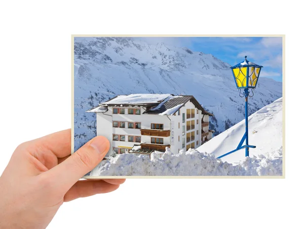 Mountains ski resort (Austria) photography in hand — Stock Photo, Image