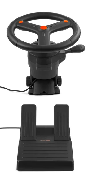 Computer stuurwiel en de pedalen — Stockfoto