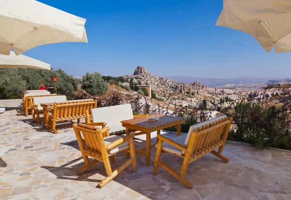 Café i cave city, cappadocia, Turkiet — Stockfoto