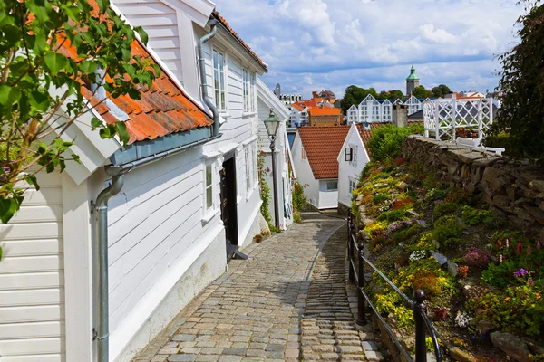 Ulicy w zabytkowym centrum miasta stavanger - Norwegia — Zdjęcie stockowe