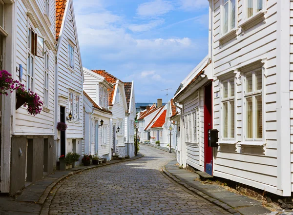 Straat in oud centrum van stavanger - Noorwegen — Stockfoto
