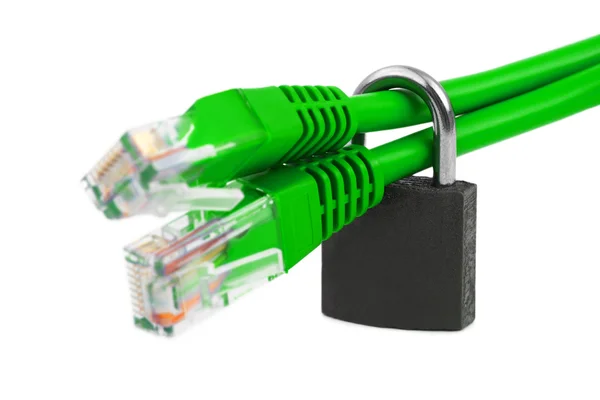 Computer internet cable and lock — Stock Photo, Image