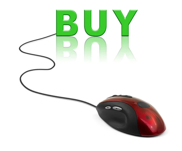 Dator mus och ordet köp — Stockfoto