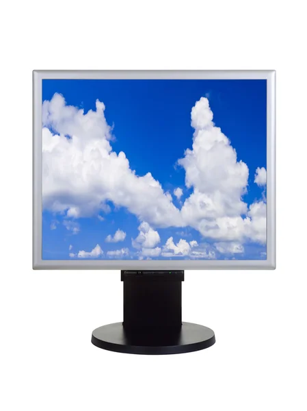 Небо на мониторе компьютера — стоковое фото