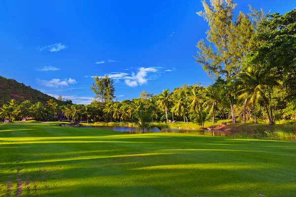 Golfkenttä Seychelleillä — kuvapankkivalokuva