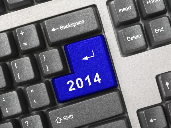 Computer keyboard with 2014 key — Stock Photo, Image