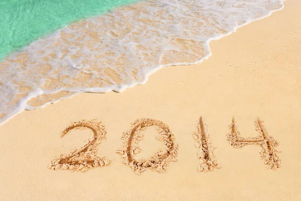Numbers 2014 on beach — Stock Photo, Image