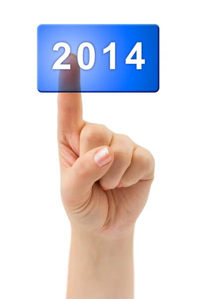 Hand and button 2014 — Stock Photo, Image