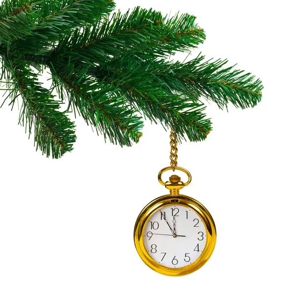 Christmas tree and clock — Stock Photo, Image