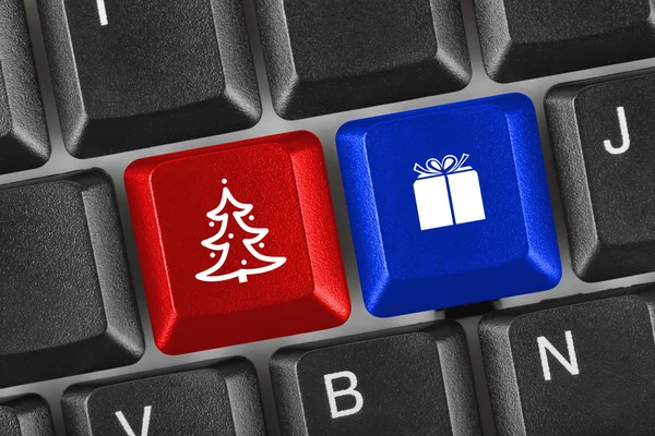 Computer keyboard with Christmas keys — Stock Photo, Image