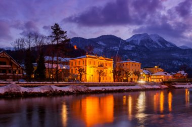 Spa resort bad Ischl Avusturya gün batımında