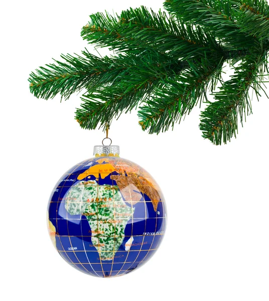Globe en kerstboom — Stockfoto