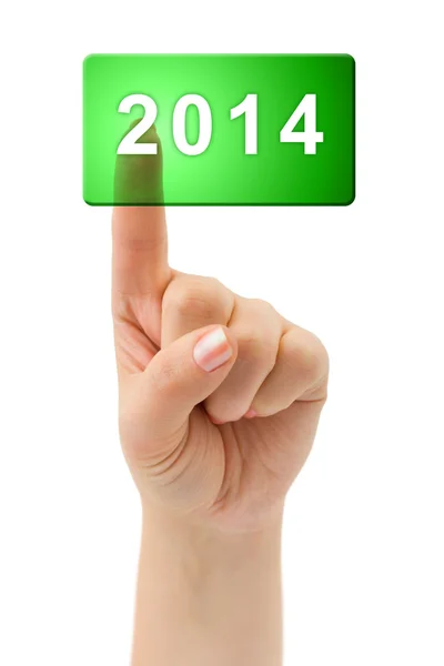 Hand and button 2014 — Stock Photo, Image