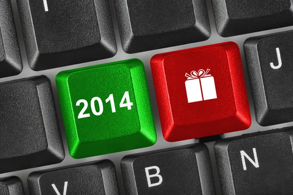 Počítačová klávesnice s klávesami 2014 — Stock fotografie