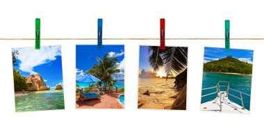 tatil plaj fotoğraf clothespins üzerine
