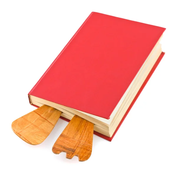 Libro de cocina y utensilios de cocina — Foto de Stock