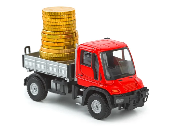 Camion giocattolo con soldi — Foto Stock