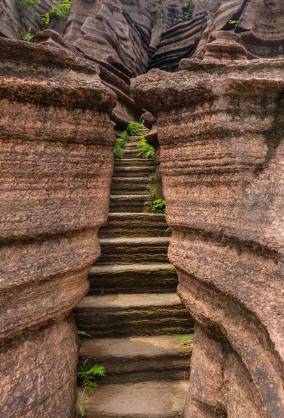 Parco Pietre Rosse Hongshilin Hunan Cina Sfondo Naturale — Foto Stock