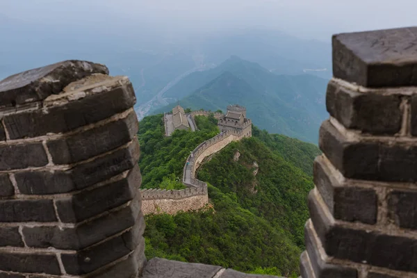 Grande Muralha China Badaling Pequim Viagem Arquitetura Fundo — Fotografia de Stock
